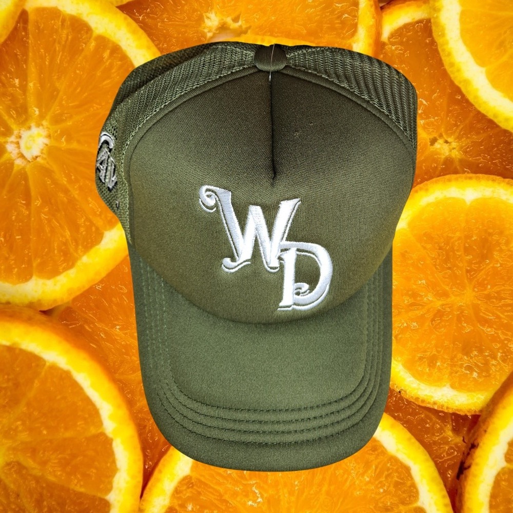 Wavy Distribution Olive Green Mesh Trucker‎ Hat WD Logo Adjustable - Picture 5 of 7